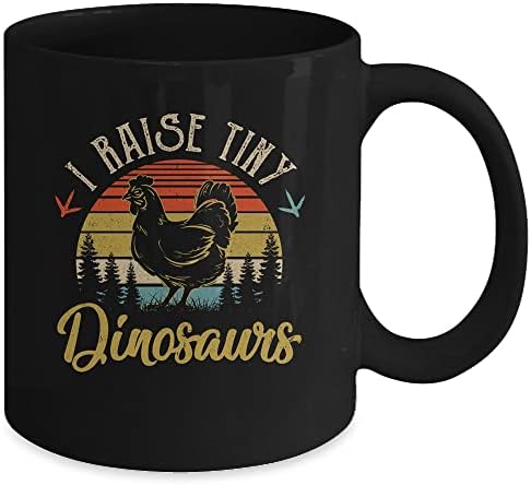 TERESPURE I podižem sitne dinosauruse vintage retro 70-ih pileća retro kafe šolja 15oz crna