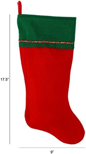 Monogramirani me vezeni početni božićni čarapa, zeleni i crveni filc, početni b