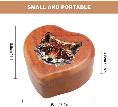 Geometrijska lisica Vintage Drveni sat Glazbeni sanduk u obliku glazbe u obliku srca pokloni za ljubavničke porodice prijatelji