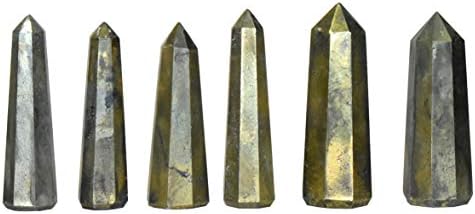 Pyramid tatva kristalna tačka olovka polirana masaža štapić Obelisk - Zlatni piriye 2-2,5 inča / 5-6,2 cm WT.30-40 grama