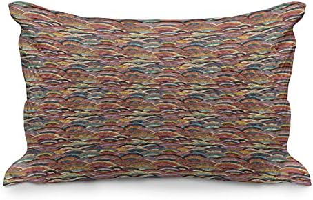 Ambesonne apstraktna geometrija quild jastuk, mozaik mozga motley valovi nadahnuti debeli raspoređeni motivi uzorak, standardni kraljevski pokrov nalik na jastuku za spavaću sobu, 36 x 20, višebojna