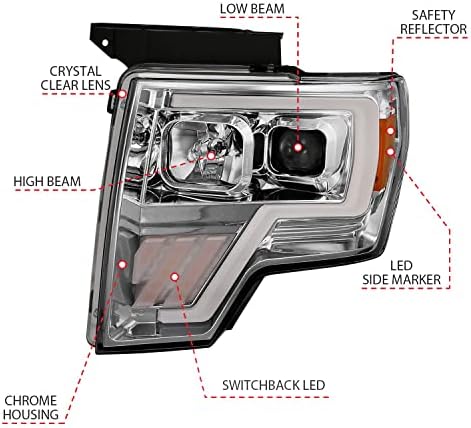 ANZO 2009-2013 Ford F-150 projektor Light Bar G4 Switchback H. L. Chrome Amber