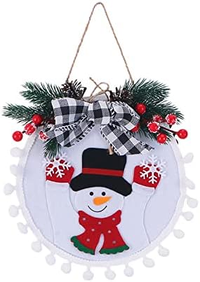 Npkgvia Božićni ukrasi Božićni vijenac Santa Snowman Reindeers Božićno drvce Viseće ukrase Vrata viseći vintage stakleni papir Tegovi