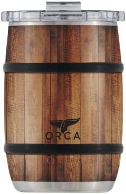 Orca Whiskey Barrel Tumbler, 12 oz. Izolovana Čaša Za Viski Od Nerđajućeg Čelika U Stilu Hrastovog Drveta Za Pivo Održava Piće Ledeno