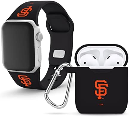 Vrijeme igre San Francisco Giants Silicone Sport Silikonski sat i poklopac kućišta Combo paket kompatibilan sa Apple Watch i Airpods baterijom