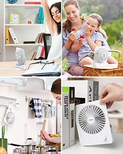 Aluan stoni ventilator mali tihi prenosivi stoni ventilator 4800mah punjiva baterija sa 180° sklopivim postoljem lični ventilator za stol jak vjetar bez stepena brzine hlađenja USB ventilator za kućnu kancelariju, bijeli