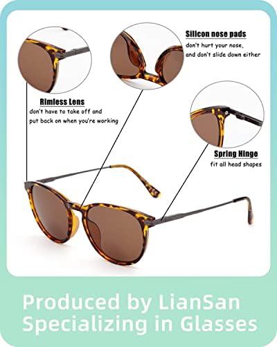 LianSan 2 pakuje vrhunske metalne Bifokalne naočare za sunce za žene sa opružnim šarkama kvadratnih okruglih UV zaštitnih čitača sunca