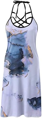 Ležerne ljetne haljine za žene Seksi halter V-izrez mini boho haljine slatka rukava bez rukava cvjetna tunika tunika