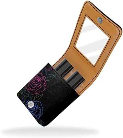 ORYUEKAN Mini torba za šminkanje sa ogledalom, torbica za kvačilo od umjetne kože, Vintage Flower Rose Modern