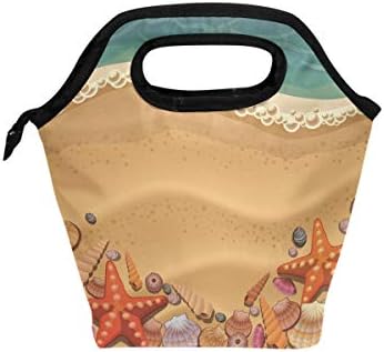 HEOEH Starfish Conch Shell Sea Beach torba za ručak Cooler Tote Bag izolovana kutija za ručak sa patentnim zatvaračem torba za školski ured na otvorenom