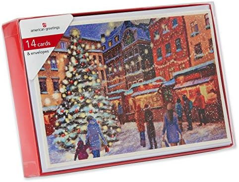 Američki pozdrav 14 Brojajte Snježni grad sa Card Christmas Božićne kartice, Multicolor