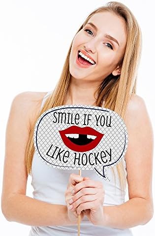 Big Dot of Happiness Funny Shoots and Scores-Hockey-Baby Shower ili Birthday Party Photo Booth Props Kit-10 Piece