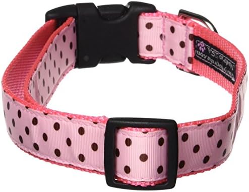 Xsmall ružičasta / smeđa polka dot ovratnik za pse: 1/2 široko, prilagođava 6-12 - izrađene u SAD-u.