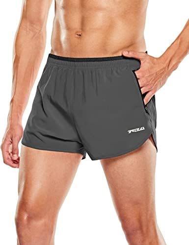 TSLA muške kratke hlače za trčanje, 3 inča Brzo suho mrežice Jogging Hratke za vježbanje, teretane atletske maratonske kratke hlače sa džepovima
