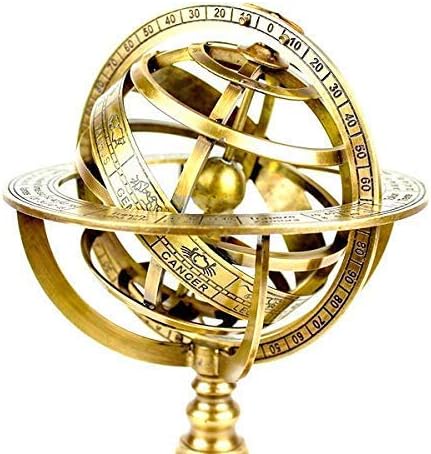 Robin izvozi čvrste mesinga armilarne astrolabe inclinometar na drvenim postoljem poklon antikvitet 8 h