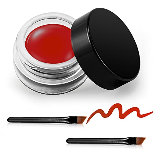 Erinde Red Gel Eyeliner, vodootporni dugotrajni kremasti gel lonac za oči, pigmenti visokog intenziteta razmazuju šminku za oči, vodootporni Eyeliner sa 2kom četkica 12 # Red