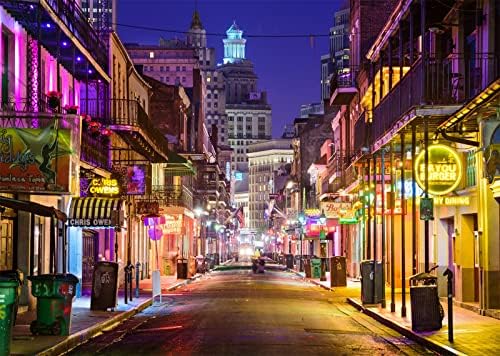 BELECO 12x10ft tkanina New Orleans Bourbon Street pozadina za fotografiju Mardi Gras pozadina New Orleans noćni život ulica Pabovi