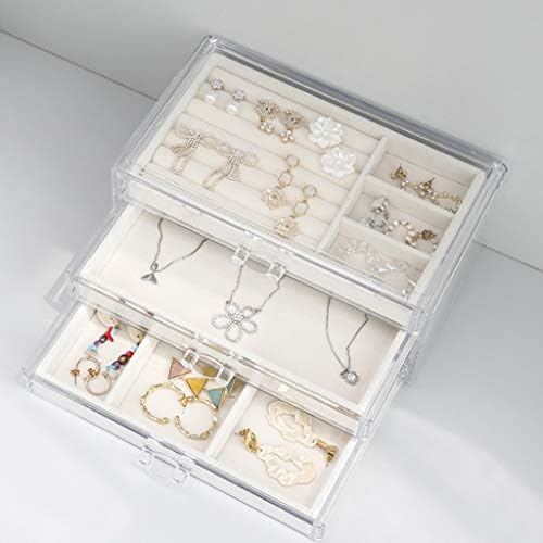 ZHUHW prozirna akrilna kutija za odlaganje, ostava za nakit u stilu ladice u jednostavnom stilu, Ogrlica, Naušnice i organizator prstena