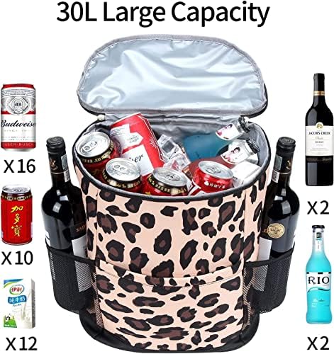 Cooler ruksak za žene Leopard otporan na curenje ruksak za hlađenje torbe lagani Meki ruksak za ručak sa hladnjakom, hladnjak vina za planinarenje kampiranje, 24 limenke……
