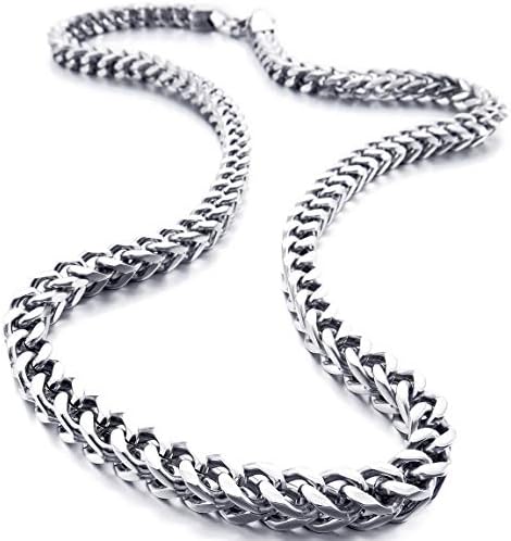 INBLUE 6mm široka lančana ogrlica za muškarce žene Dječaci Djevojčice od nehrđajućeg čelika kubanske lančiće lančići vodootporni debeli metalni lanci Lisičjeg repa