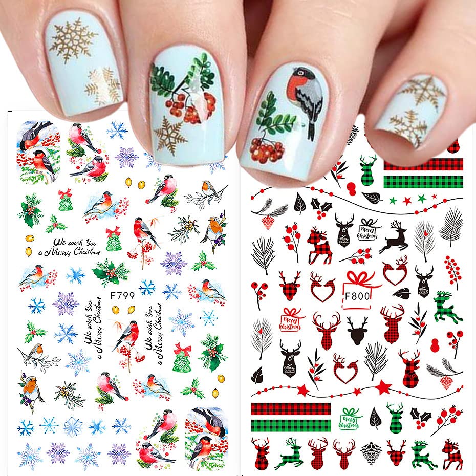 10 Listova Božićne Naljepnice Za Umjetnost Noktiju Naljepnice Samoljepljive Pegatinas Uñas Navidad Zimski Odmor Snjegović Bijela Pahuljica Božić Potrepštine Za Nokte Nail Art Dizajn Dekoracija Dodatna Oprema