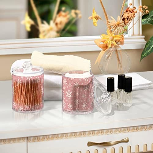 Alaza 4 Pack Qtip držač Dispenzer Pink Snowflakes Organizer Organizator Organizator za pamučne kuglice / brise / jastučići / nit,