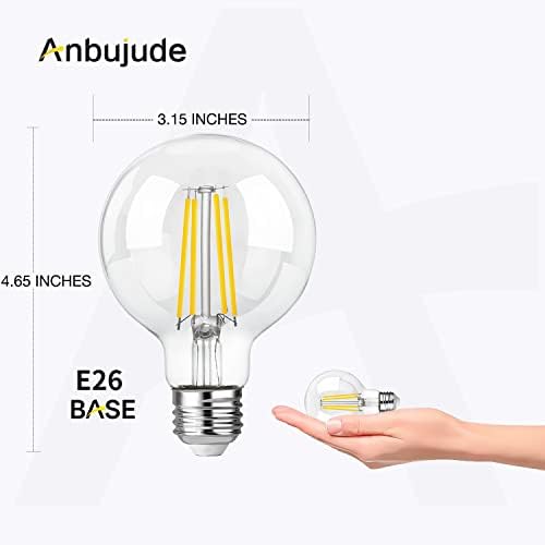 Anbujude LED Edison sijalice Zatamnjive 60W ekvivalentno 800 lumena, 7W G25 globe Vintage LED filament sijalice E26 baza, 3000k meka