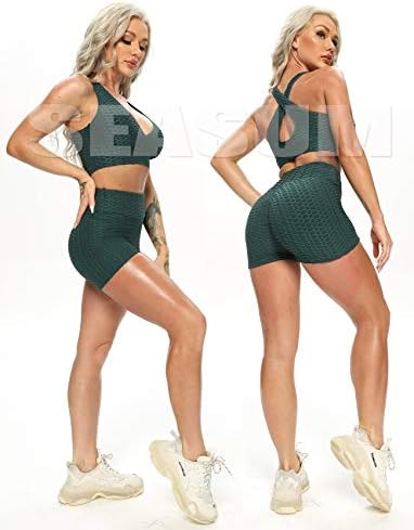 Seasum ženske vježbe kratke hlače Brazilsko teksturirane plijenske tajice kratke hlače protiv celulitne guza