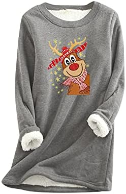 Vecduo ženska debela runa božićna tiskana mirisa zimska topla posada izrez dugih rukava Ležerne prilike pulover majice