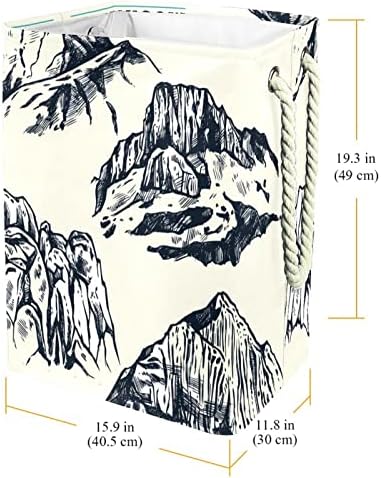 Retro Mountains torbe za čuvanje korpe za veš ugrađena podstava sa odvojivim nosačima sklopiva korpa za veš za organizaciju odeće