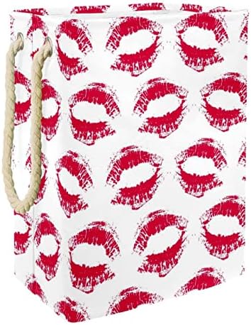 Red Lip Prints torbe za odlaganje korpe za veš ugrađena podstava sa odvojivim nosačima sklopiva korpa za veš za organizaciju odeće za igračke
