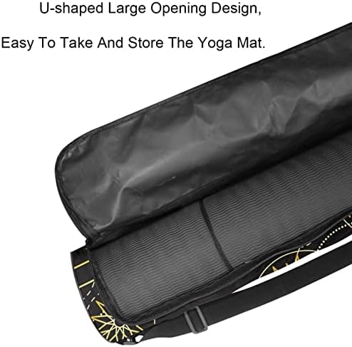 Yoga Mat torba, Zlatna mjesečina sunce uzorak crna pozadina Vježba Yoga Mat Carrier full-Zip Yoga Mat torba za nošenje s podesivim remenom za žene i muškarce