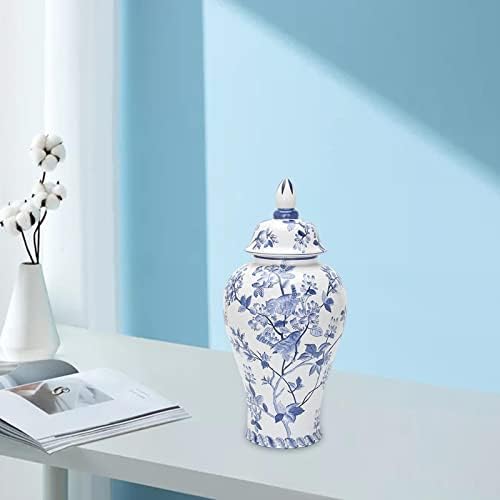 Oitto plavi bijeli porculan đumbir Jar Hram Skladištenje Jar Dekoracija Rukotvorina ukrasna jar keramička cvjetna vaza za vjenčanja Party Home Stol, 46cmx22cm