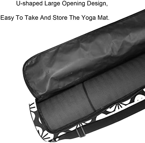 Laiyuhua Yoga Mat torba, dvostruki patentni zatvarači Yoga teretana torba za žene i muškarce-glatki patentni zatvarači, veliki otvor u obliku slova U i podesivi kaiš, odgovara većini prostirki crni i bijeli jednostavni uzorak Trešnjinog cvijeta