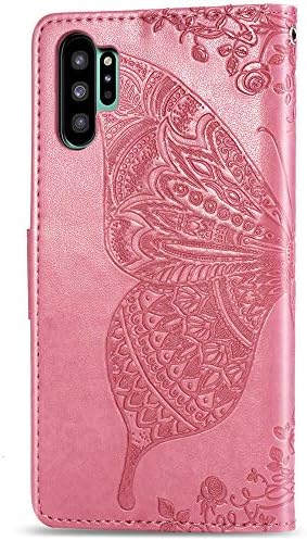 LEMAXELERS Samsung Galaxy Note 10 Plus Case Bling Diamond Butterfly reljefni novčanik Flip PU kožna magnetna kartica slotovi sa postoljem za Samsung Galaxy Note 10 Plus Diamond Butterfly Pink SD