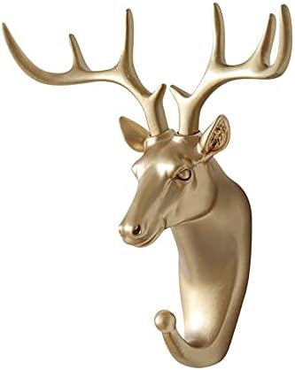 Ihhapy Creative Hooking Gold Zidna glava Kuka Dekorativni kreativni ljepljivi kaput jelena životinja koje ne pucaju kuka glava vješalica za vožnju domaćina i organizatori