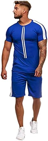Iopqo Tailo odijeva muškarci muški kratke hlače Kratki setovi Ljetni tanki sudar Sportski rukav za slobodno vrijeme Stripe Stripe Slim Fit