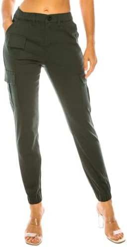 Dvostruki traper ženske visoke struke jogger hlače - povremeni teretni elastični strugovi za strugu konusni umor sa 6 džepova