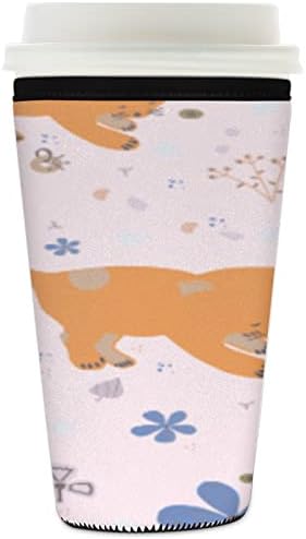 Bardic rukavi za kafu, lisica za životinje Cvijeće slatko uzorak visokog gustoće izolacije neoprenske rukave za kavu, za višekratnu