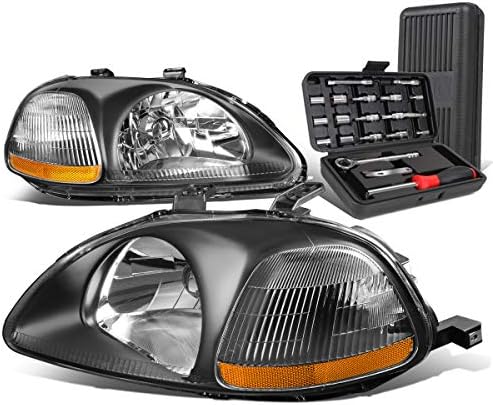 Crno kućište Amber ugaone lampe za farove + Komplet alata kompatibilan sa Honda Civic 96-98