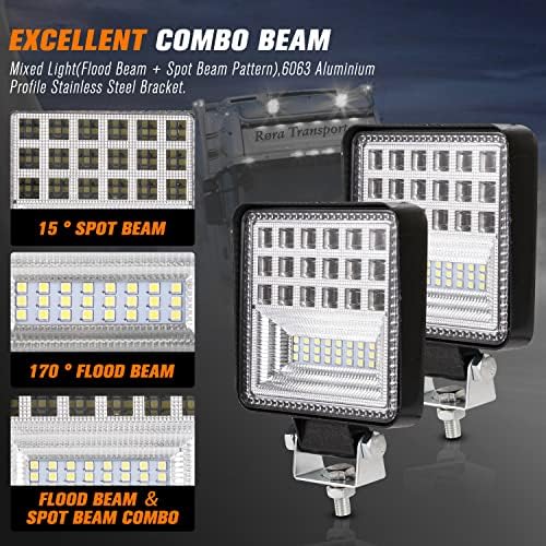 4 inča LED radno svjetlo - FieryRed 2kom 8000LM Spot & poplava Combo Beam LED svjetlo Bar za Offroad kamion Traktor Jeep ATV UTV golf