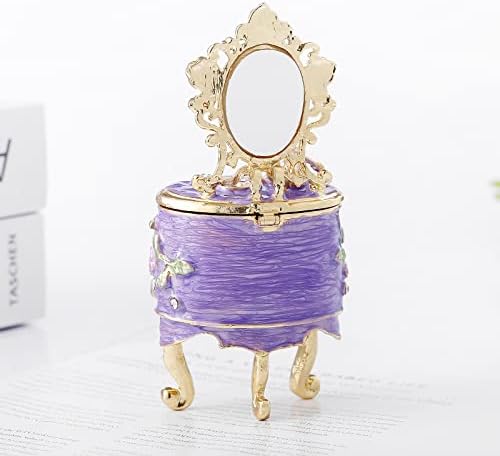 Ingbear Plave komoda za figurice sa šarkama sa šarkama, jedinstveni poklon za majčin dan, ručno pozlaćena emajlirana kutija za nakit,