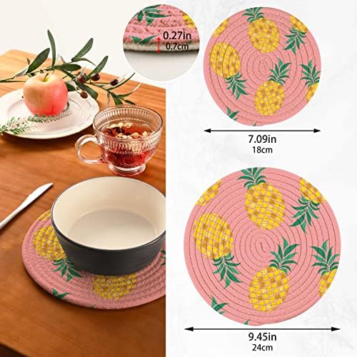 Ananas Ljeto voćni nosači za kuhinjske trivere za vruće posuđe 2 kom. Trupa otporna na toplinu tkanje TRIVET okrugli nit tkani na