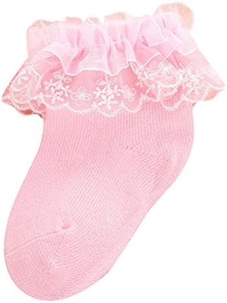 Čipke ruffles čarape za djevojčice Djevojke Bowknot Princess Dressy Socks Pack 4 Bijela / ružičasta / siva / mornarica / višebojna 0-24 mjeseca