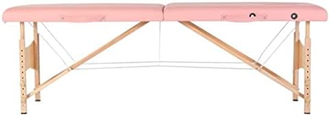 Jkuywx stol za masažu 2 dijela sklopiva bukova noga 186x60x60cm podesiva po visini svestrana Prijenosna ružičasto / Bijela