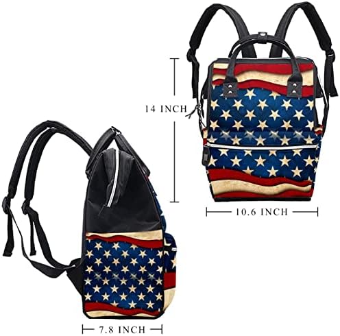 Guerotkr putnički ruksak, ruksak za torbu pelena, ruksak pelena, retroamerički uzorak zastave